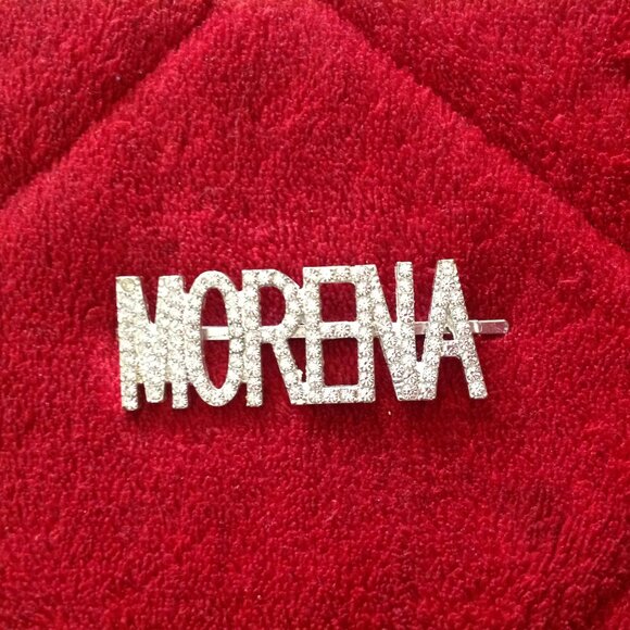 Pave` Rhinestone Hair Clip/Barrette Personalized with the Name "Morena' - Picture 1 of 3